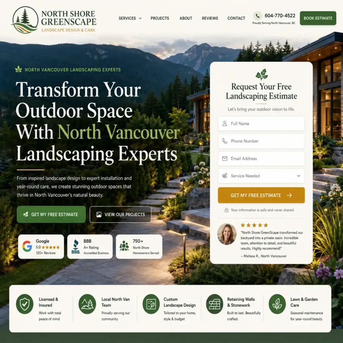 Landscaping website preview
